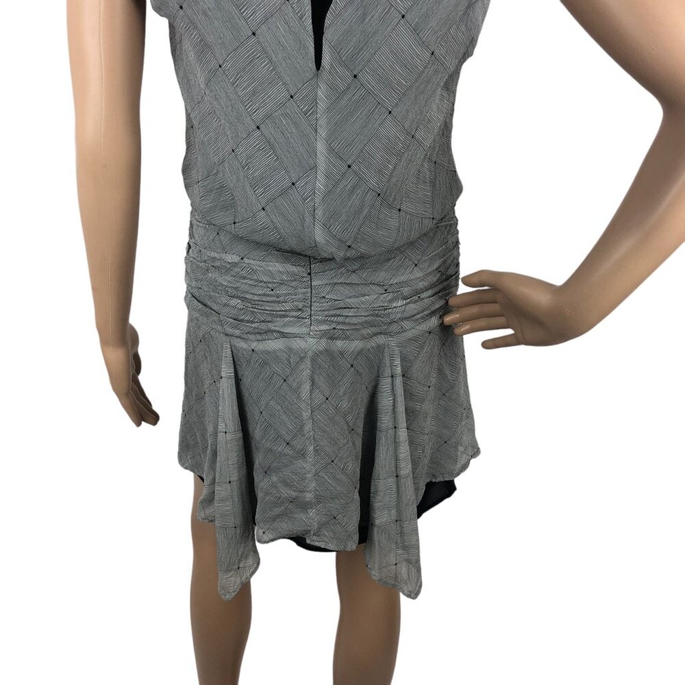 Krisa‎ Revolve Ruched Drop Waist Ruffle Mini Dress Size S Party Retro Preppy - Picture 7 of 9
